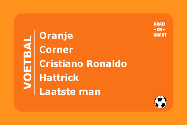 Raad de voetbal kaart spel 30 seconds Oranje Cristiano Ronaldo Corner Hattrick